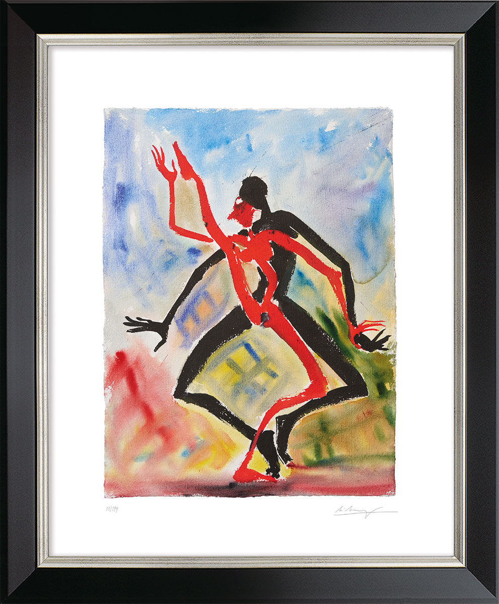 Picture "Dance with me" (2023), black and silver-coloured framed version by Helge Leiberg