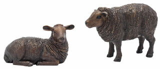 2 Gartenskulpturen "Schafe" im Set, Bronze