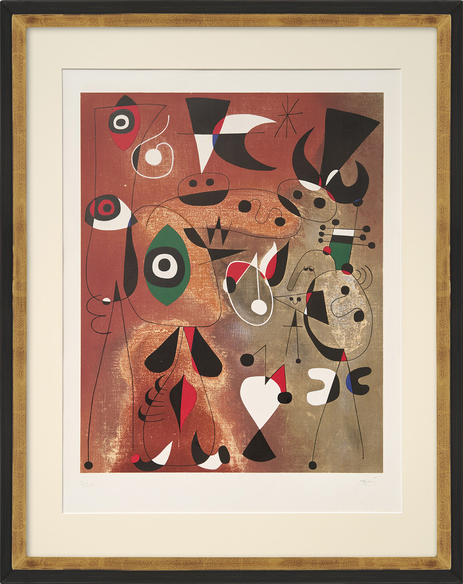 Billede "Femme, oiseau, etoile" (1960) von Joan Miró