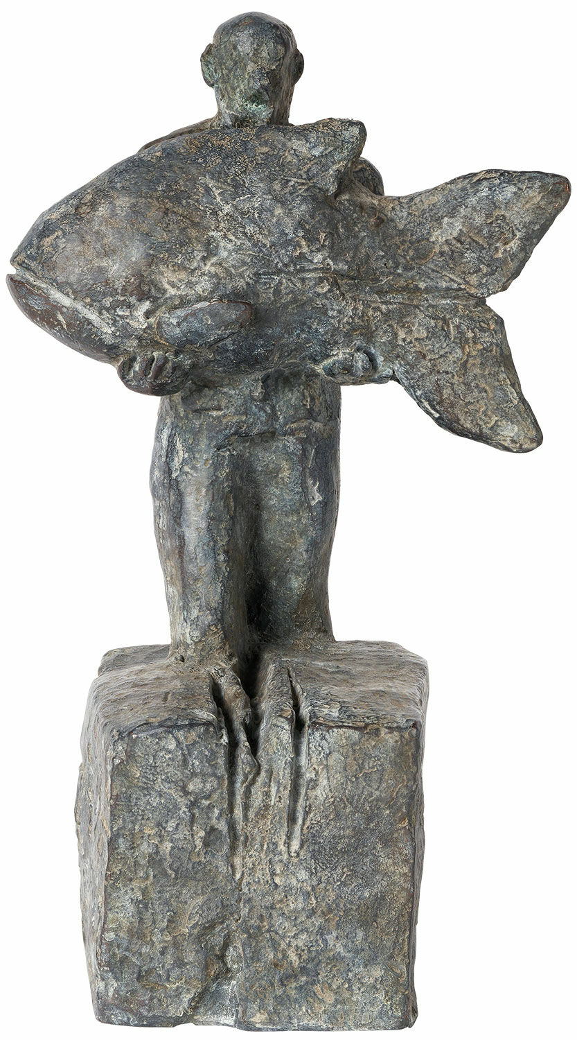 Skulptur "Det stora hoppet" (2022), patinerad bronsversion von Christoph Fischer