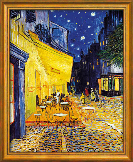 Bild "Café-Terrasse am Abend in Arles" (1888), gerahmt von ...