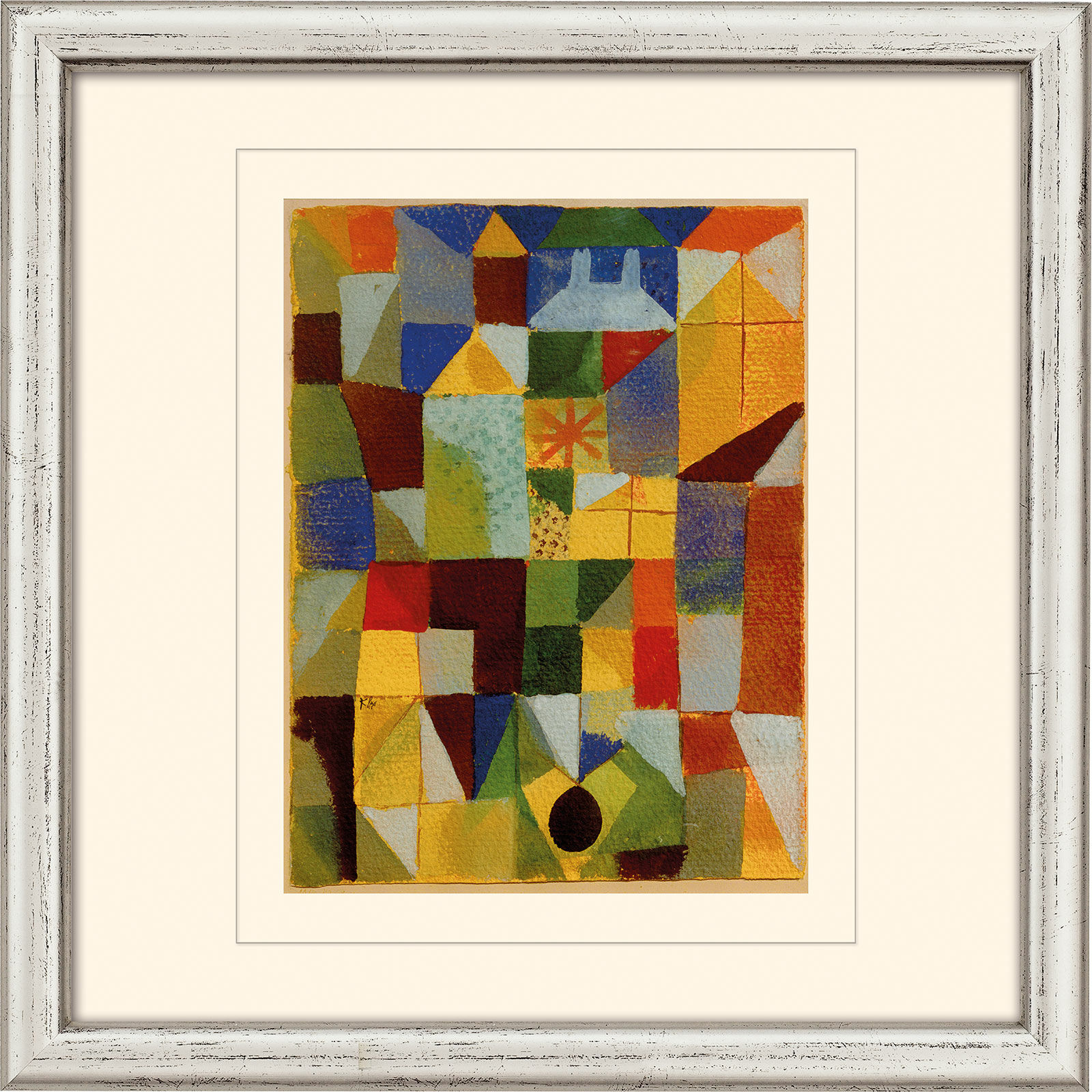 Bild "Stadskomposition m. gula fönster" (1919), inramad von Paul Klee