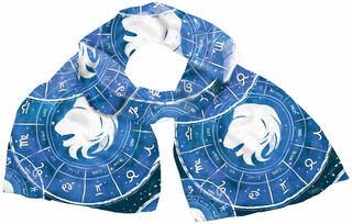 Silk scarf "Zodiac Sign Leo" (22.06.-22.07.), blue version
