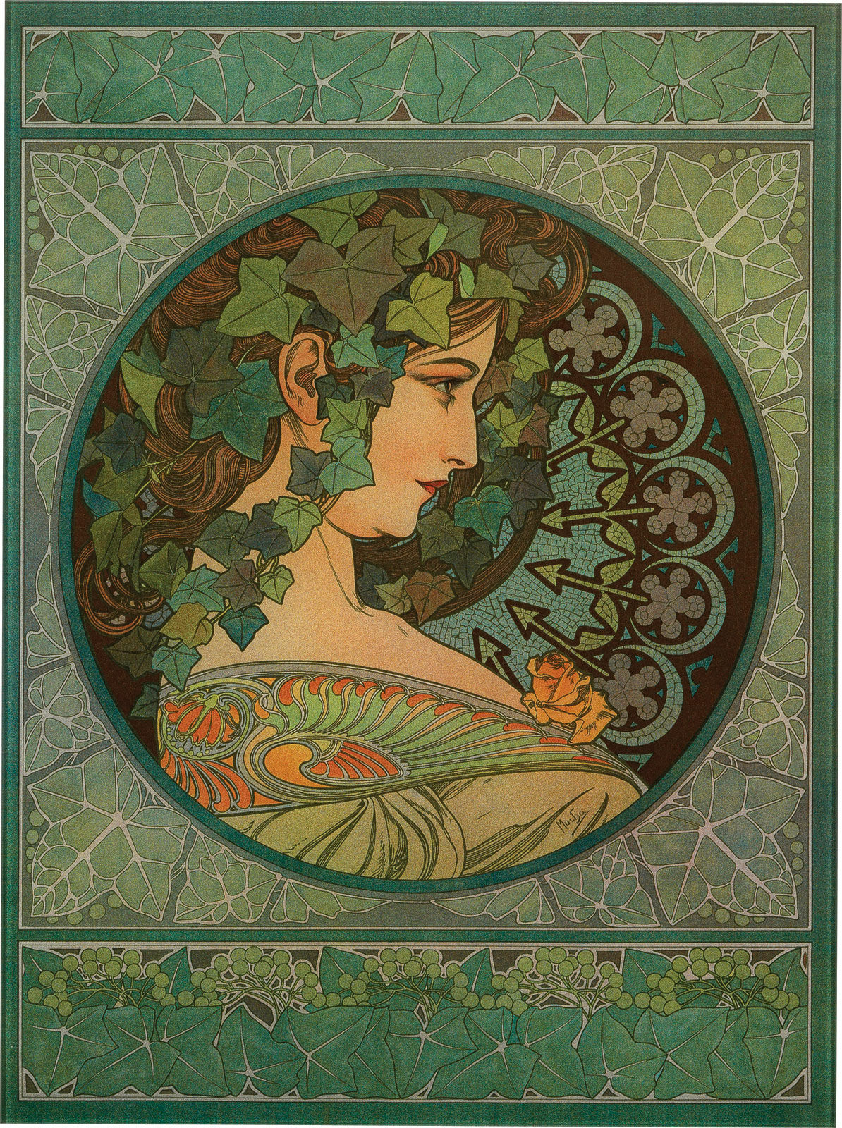 Glasbild "Murgröna" (1901) von Alphonse Mucha