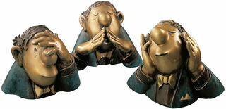 Skulpturer "De tre karaktärshuvudena", bronsversion von Loriot