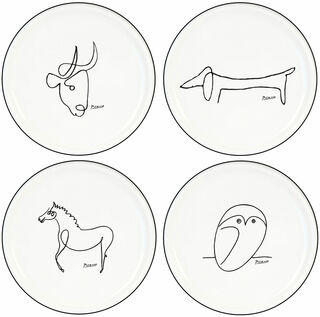 Set of 4 porcelain coasters with artist motifs