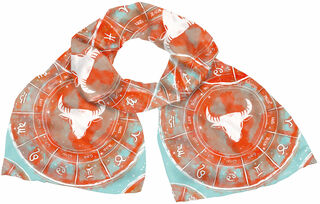 Silk scarf "Zodiac Sign Taurus" (21.04.-20.05.), orange version