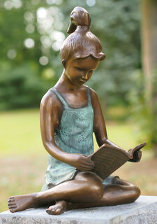 Trädgårdsskulptur "Reading Girl", brons