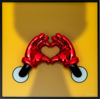 3D-Bild "Heart gelb", gerahmt