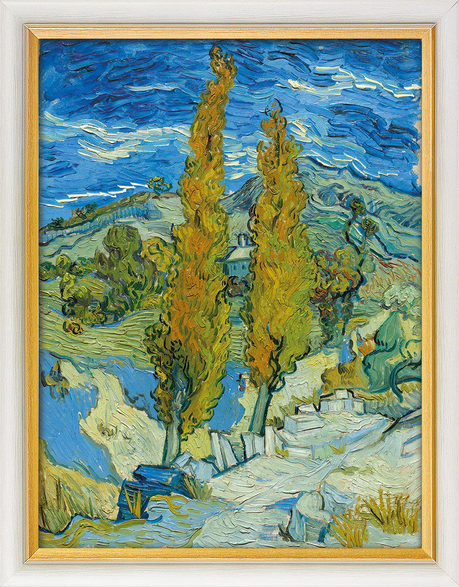 Tableau "Deux peupliers sur un chemin" (1889), encadré von Vincent van Gogh