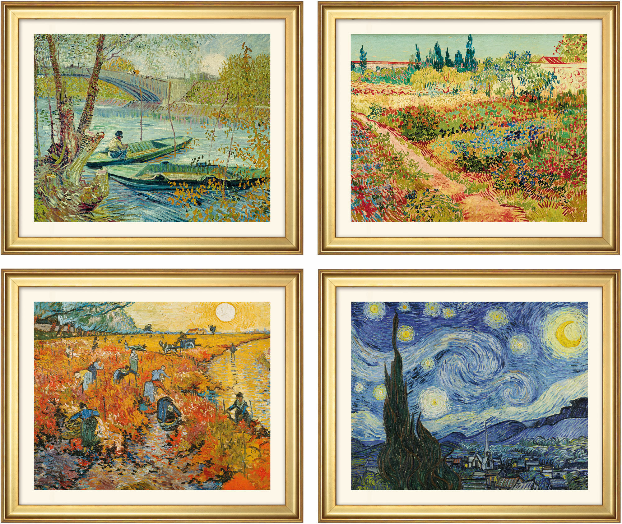 4 landskap i en uppsättning, inramad von Vincent van Gogh
