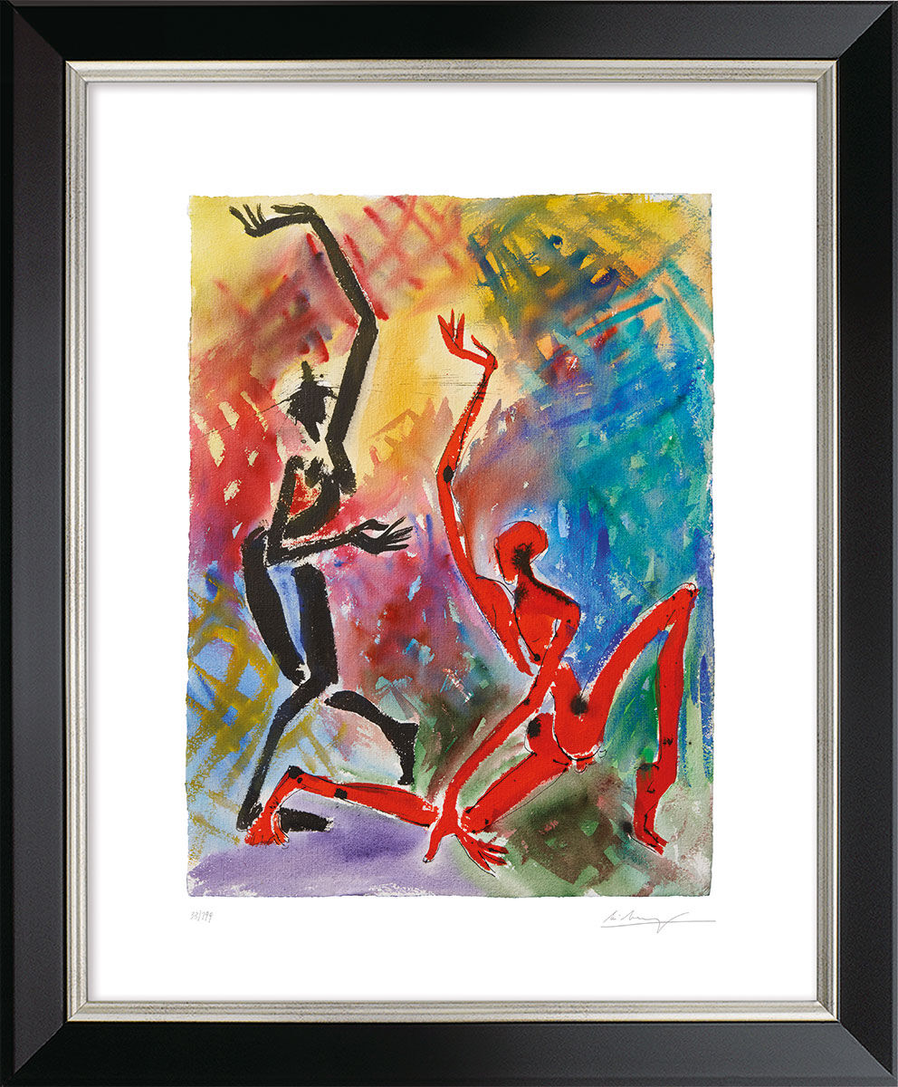 Picture "Tango" (2023), black and silver-coloured framed version by Helge Leiberg