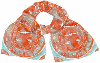 Zijden sjaal "Dierenriemteken Weegschaal" (24.09.-23.10.), oranje versie