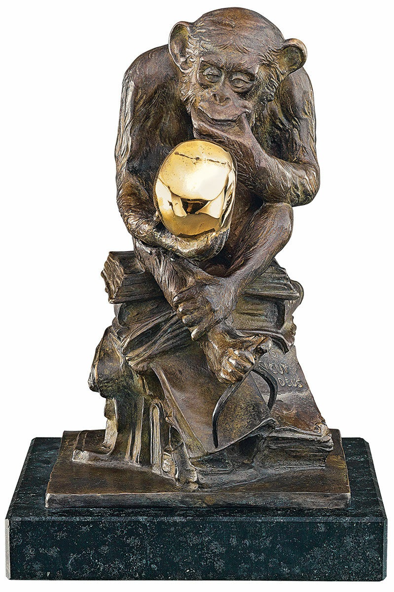 Skulptur "Apa med skalle" (1892-93), bronsversion von Wolfgang Hugo Rheinhold