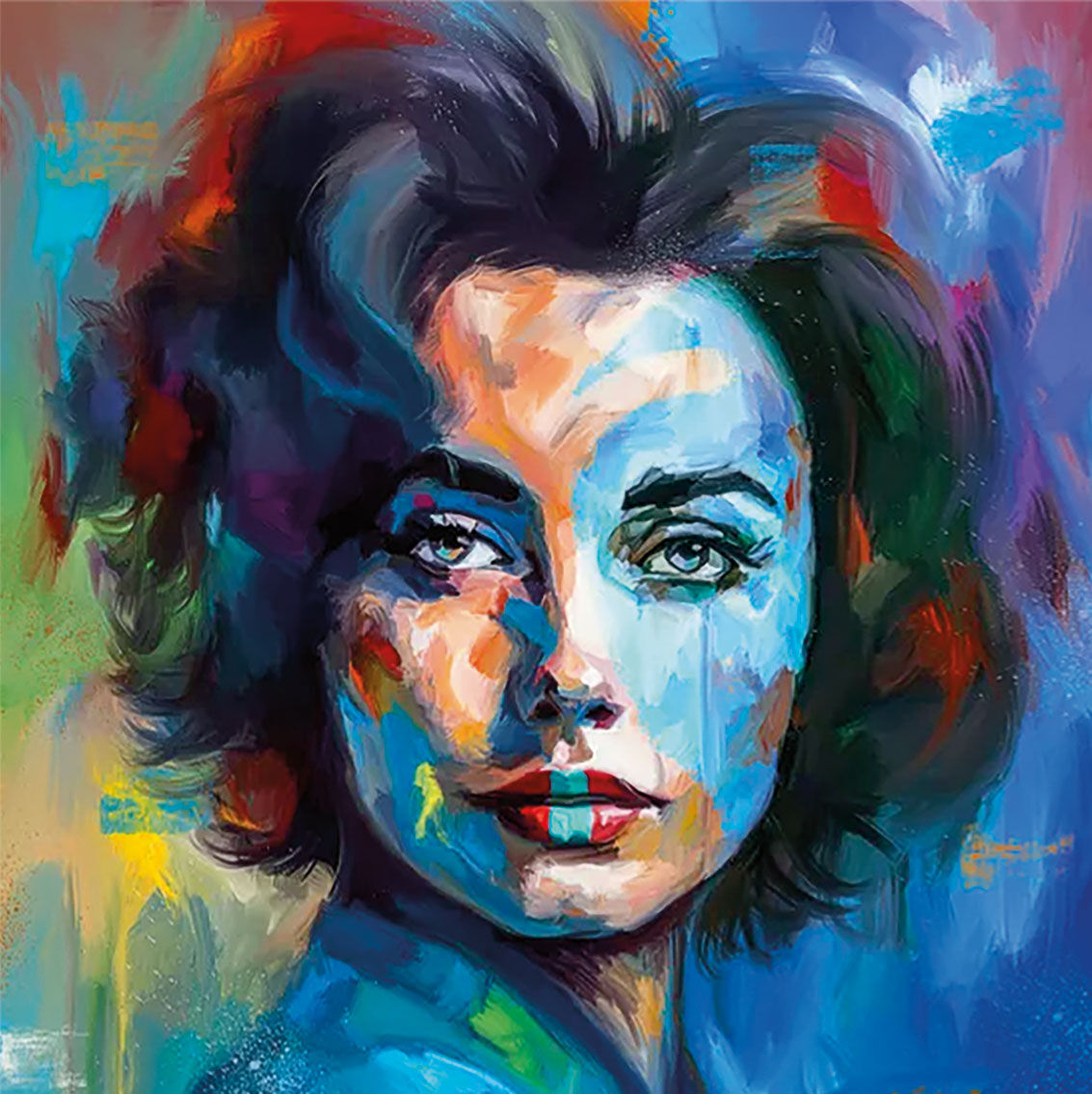 Billede "Liz Taylor" (2023) (Original / Unikat), på båreramme von Holger Mühlbauer-Gardemin