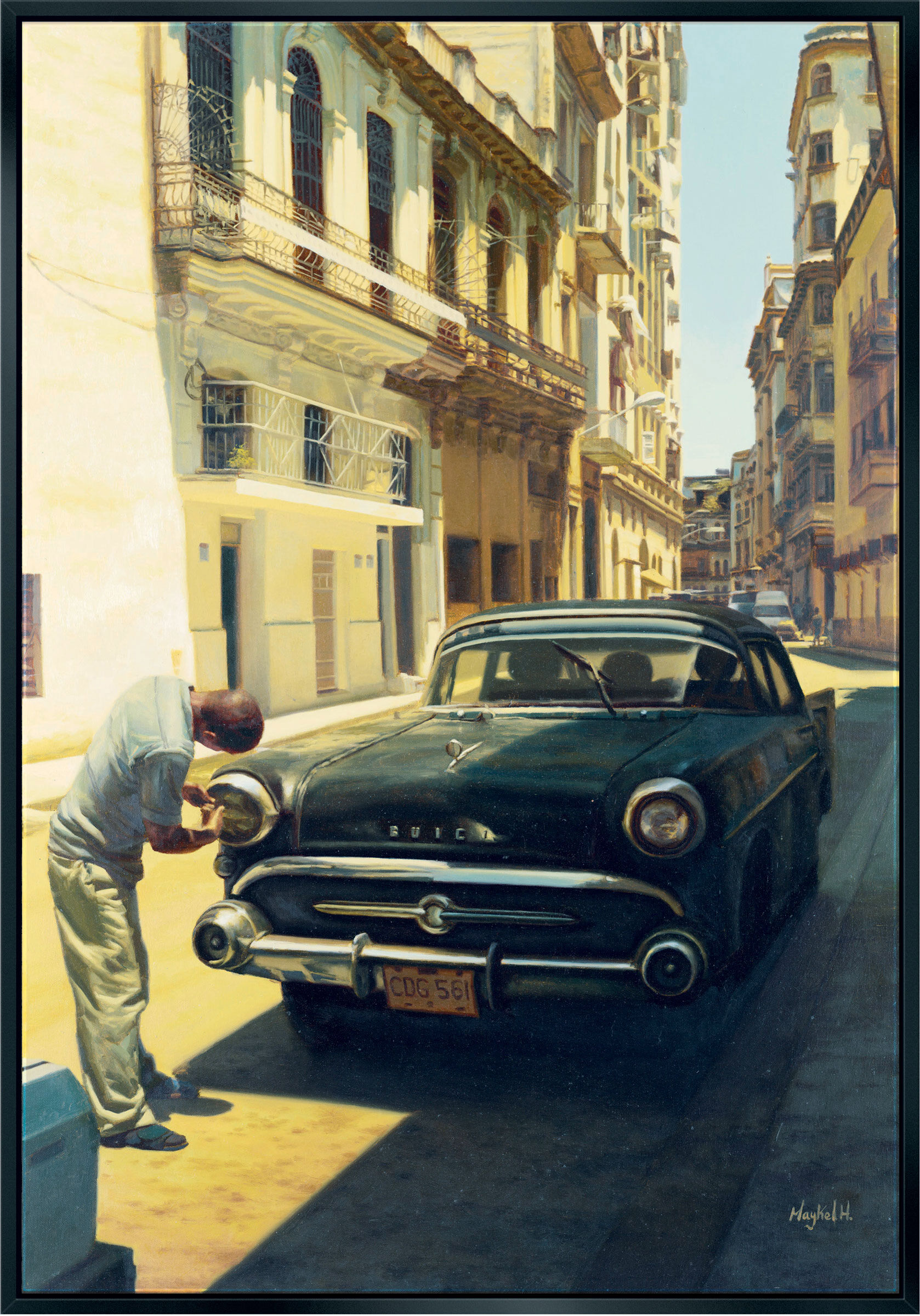 Bild "En man och hans bil", inramad von Maykel Herrera