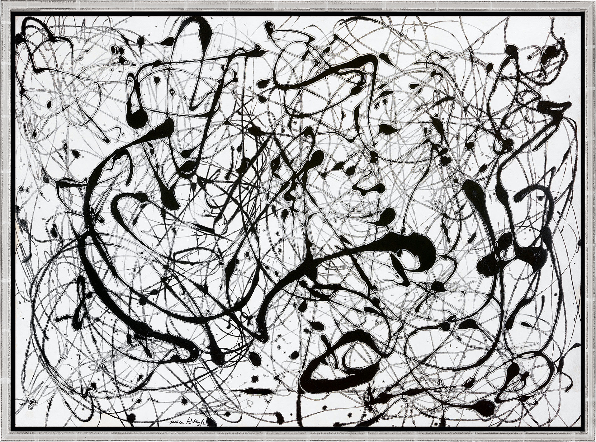 Bild "Number 14: Gray" (1948), inramad von Jackson Pollock