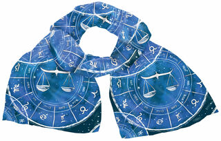 Zijden sjaal "Dierenriemteken Weegschaal" (24.09.-23.10.), blauwe versie