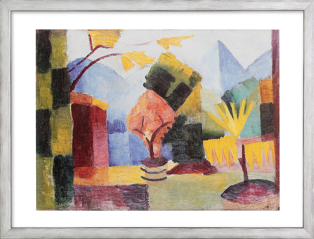 Tableau "Jardin au lac de Thoune" (1914), encadré von August Macke