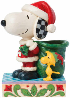 Skulptur "Here comes Snoopy Claus", gjuten von Jim Shore