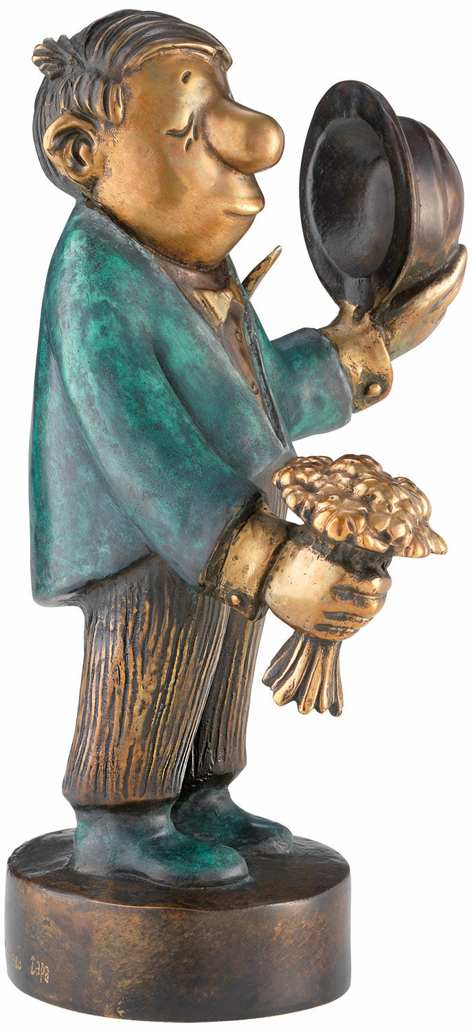 Skulptur "Blommornas riddare - jubileumsutgåva", brons von Loriot