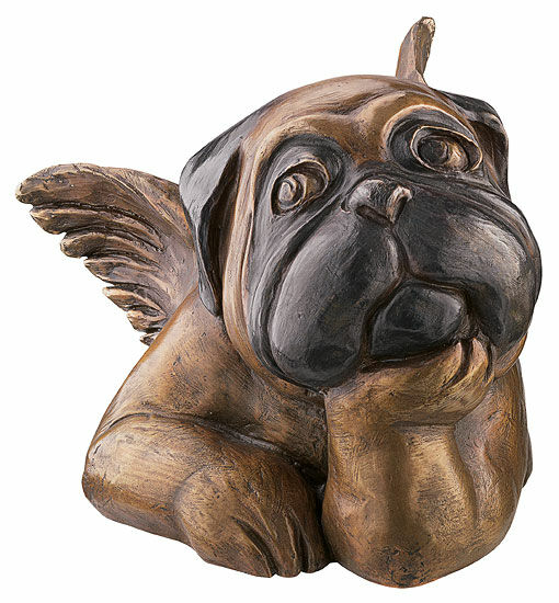 Skulptur "Sistine Pug (med hakan vilande)", bronsversion von Loriot