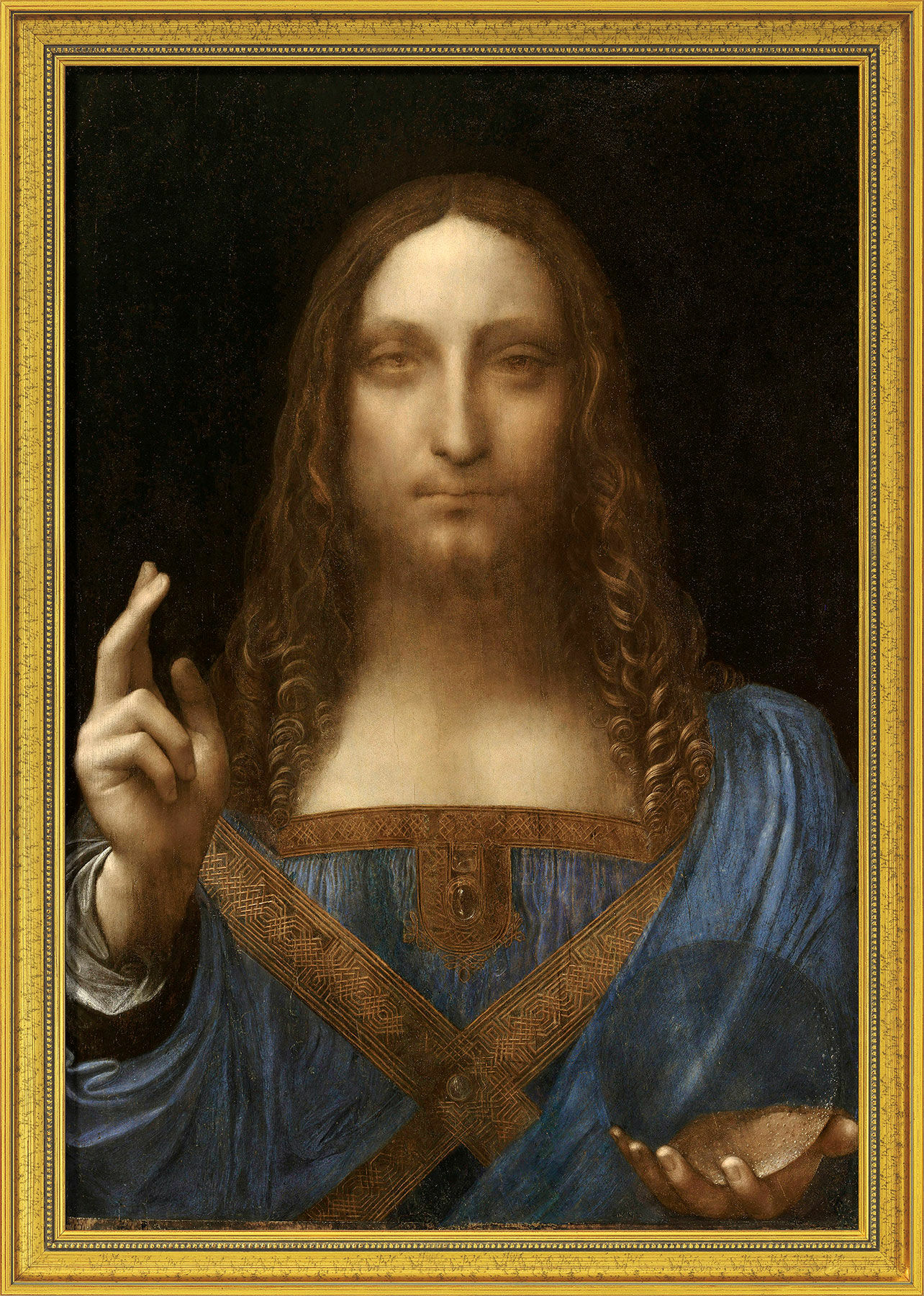 Bild "Salvator Mundi" (ca 1500), inramad von Leonardo da Vinci