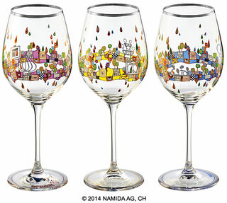 Set med 3 vinglas "BEAUTY IS A PANACEA - Platinum - White Wine" von Friedensreich Hundertwasser