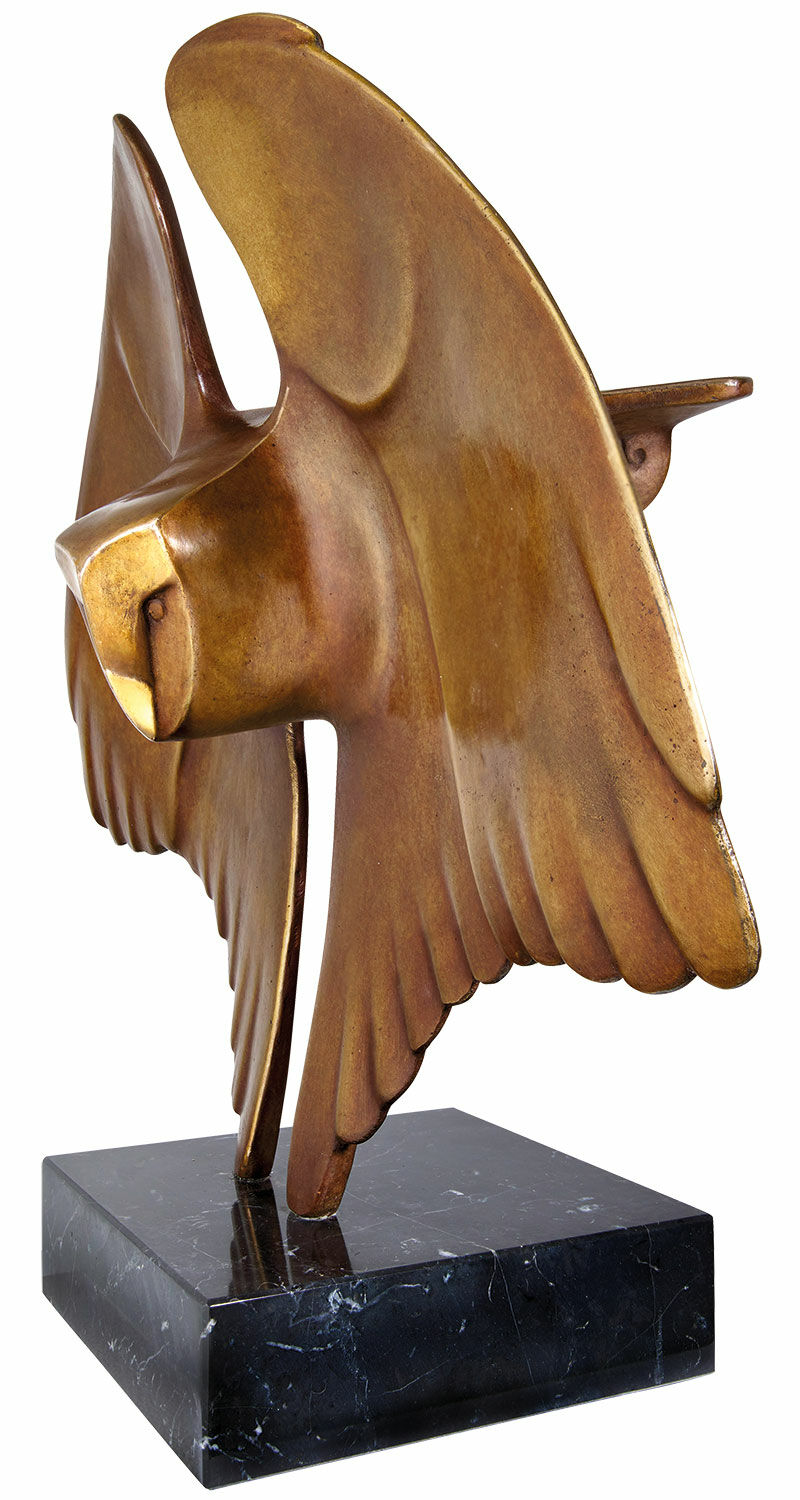 Skulptur "Flygande uggla", brons von Evert den Hartog