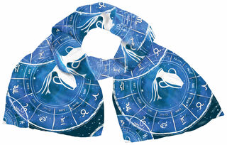 Zijden sjaal "Dierenriemteken Waterman" (21.01.-19.02.), blauwe versie