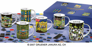 Set om 6 muggar "Magic Mugs", porslin von Friedensreich Hundertwasser