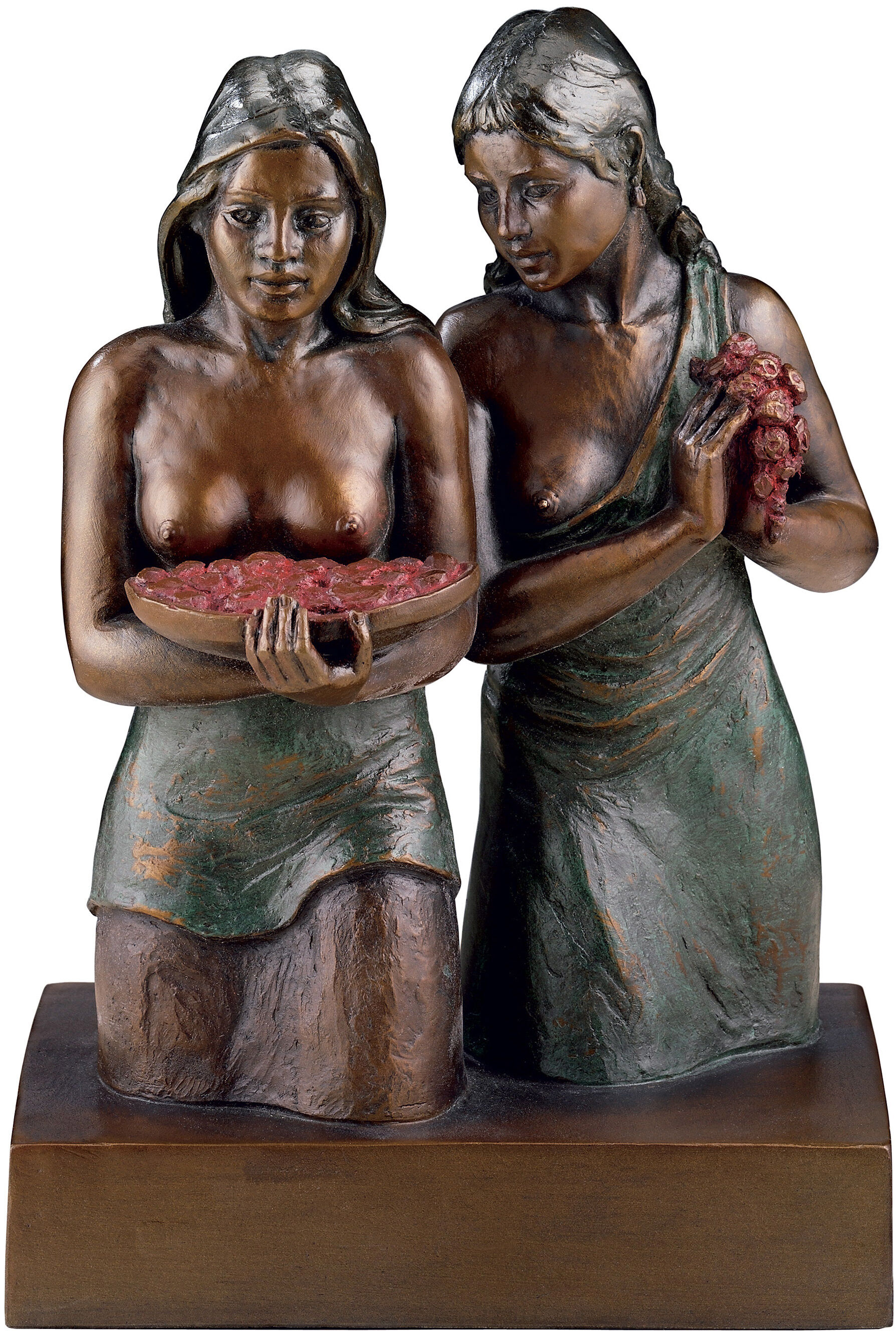 Skulptur "Deux Tahitiennes", förgylld brons von Paul Gauguin